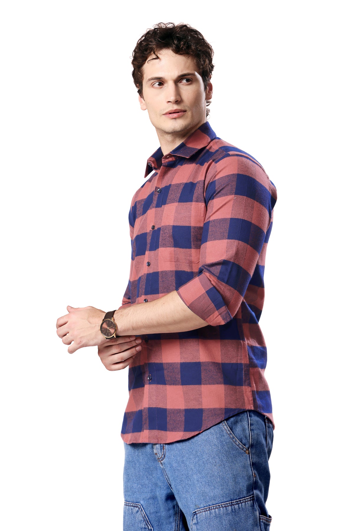 MAN CHECKED SHIRT FULL SLEEVE RED REGULAR