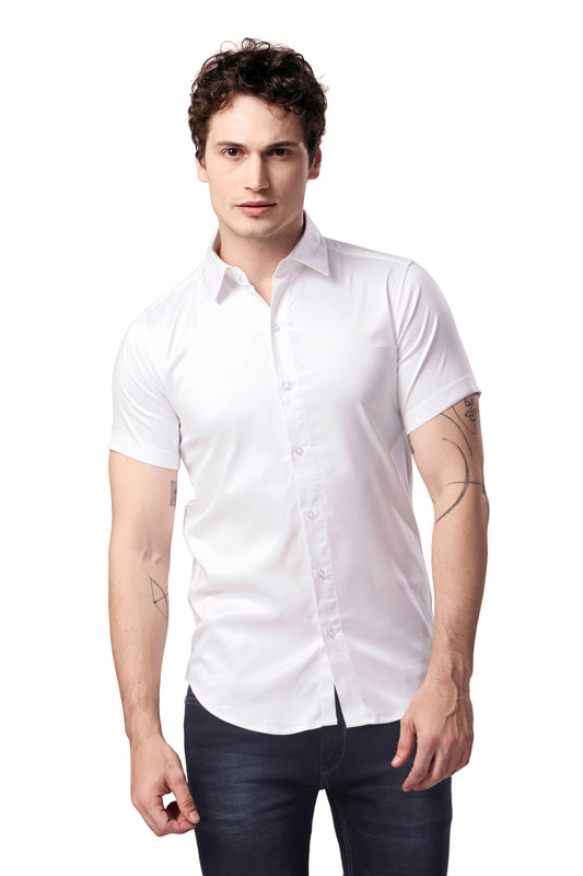 MAN SHIRT HALF SLEEVE WHITE REGULAR