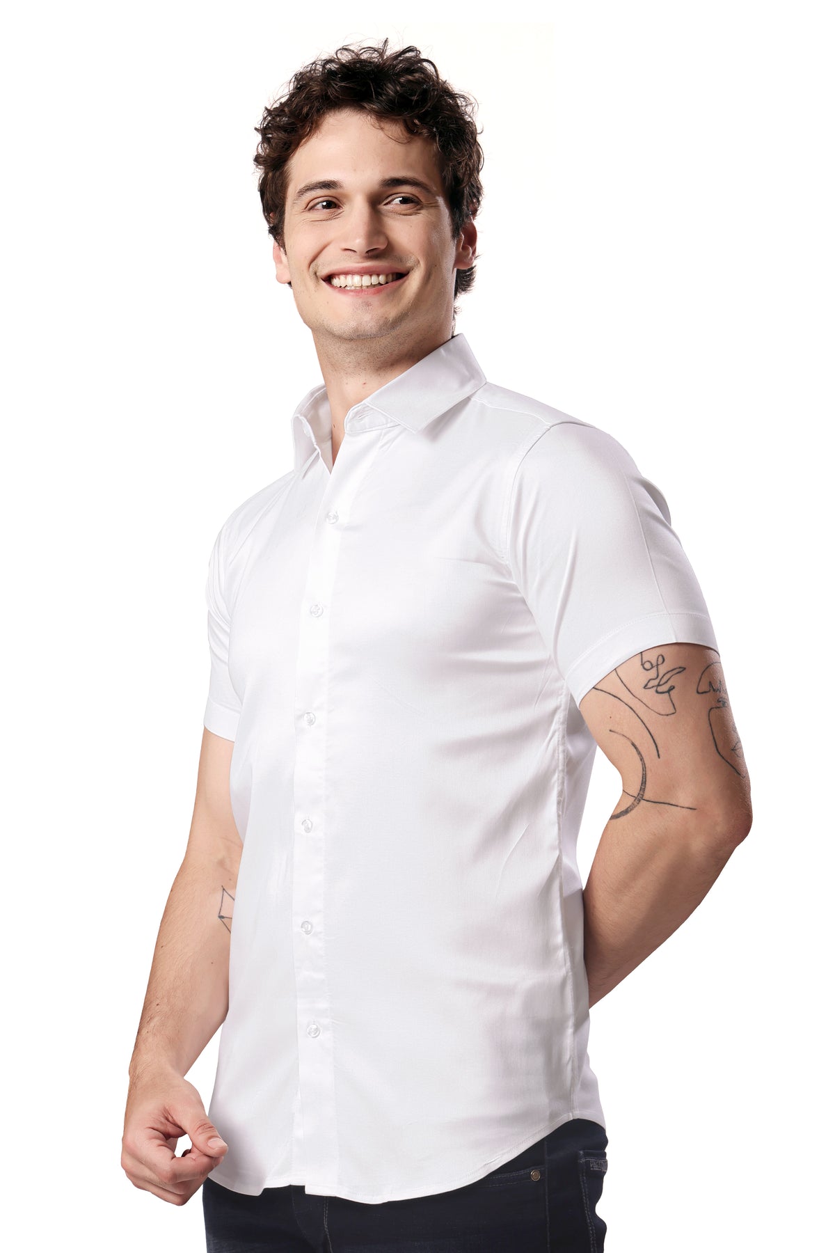 MAN SHIRT HALF SLEEVE WHITE REGULAR