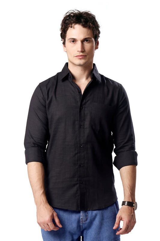 MAN SHIRT FULL SLEEVE BLACK REGULAR