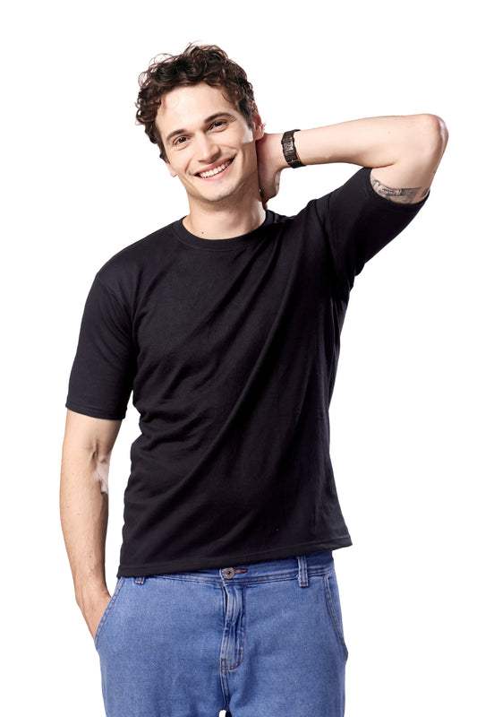 UNISEX T-SHIRT HALF SLEEVE BLACK OVER SIZE