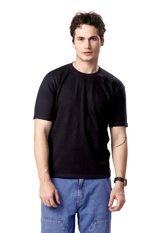 UNISEX T-SHIRT HALF SLEEVE BLACK OVER SIZE