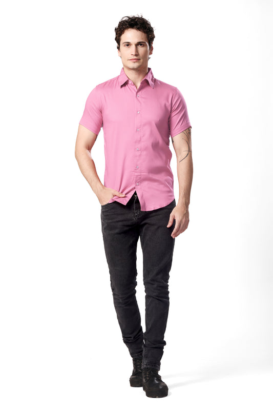 MAN SHIRT HALF SLEEVE PINK REGULAR