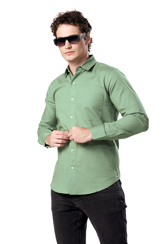 MAN SHIRT FULL SLEEVE GREEN REGULAR