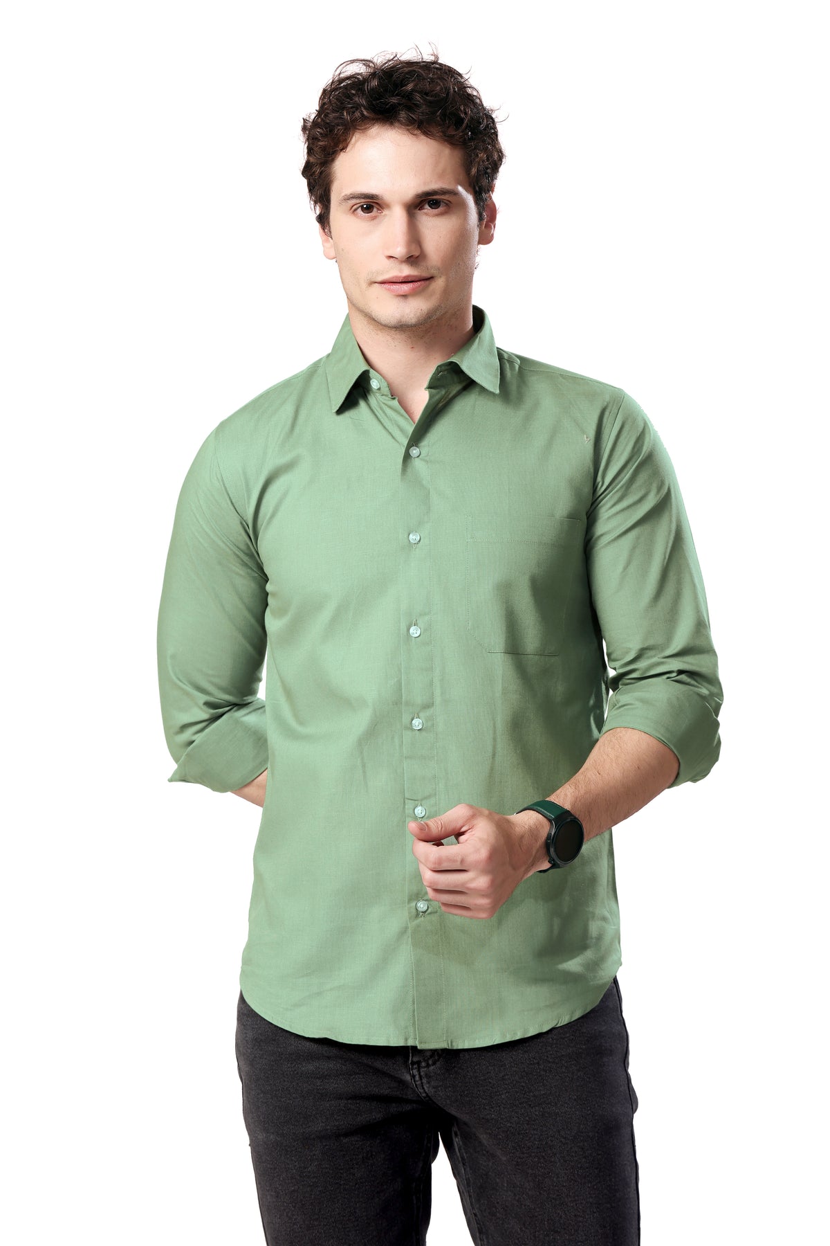 MAN SHIRT FULL SLEEVE GREEN REGULAR