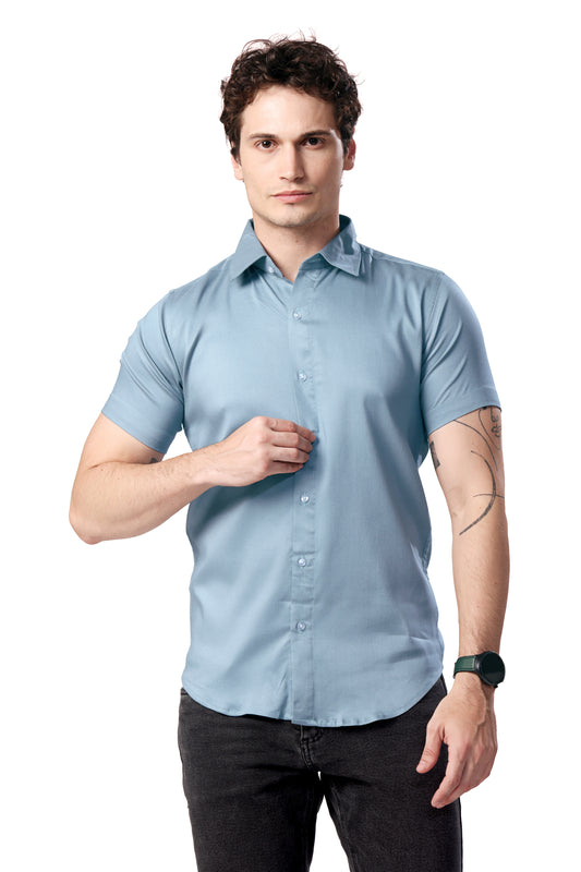 MAN SHIRT HALF SLEEVE SEA GREEN REGULAR