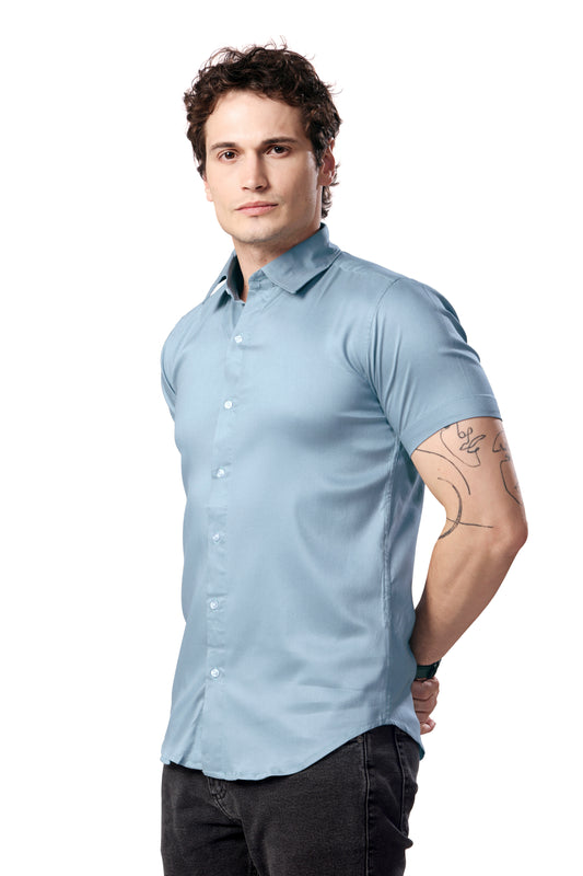 MAN SHIRT HALF SLEEVE SEA GREEN REGULAR