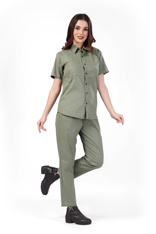 UNISEX LOUNGEWARE HALF SLEEVE OLIVE GREEN CODROYE