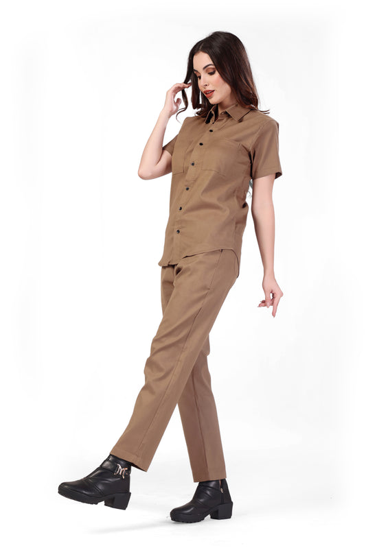 UNISEX LOUNGEWARE HALF SLEEVE BROWN CODROYE