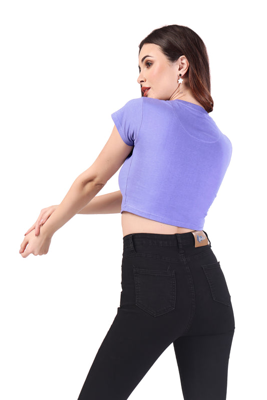 WOMAN CROP TOP HALF SLEEVE SKY BLUE REGULAR