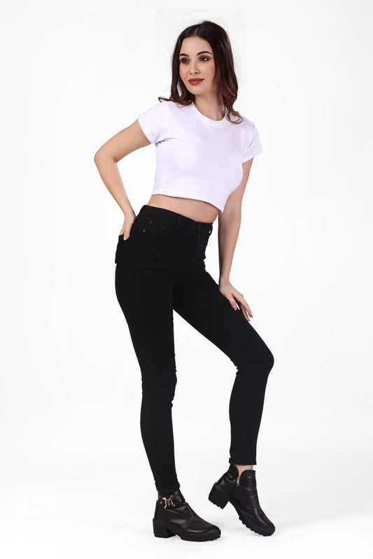 WOMAN CROP TOP HALF SLEEVE WHITE REGULAR