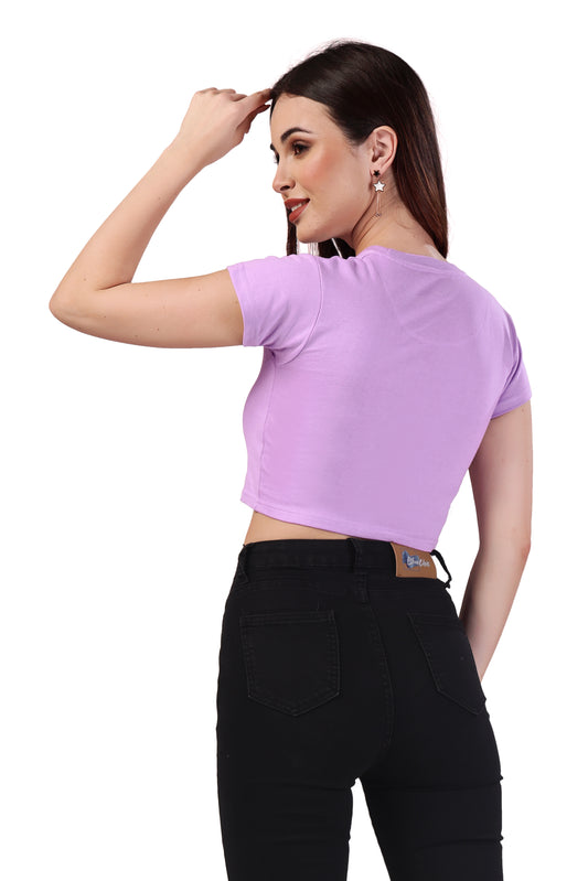 WOMAN CROP TOP HALF SLEEVE PURPLE REGULAR