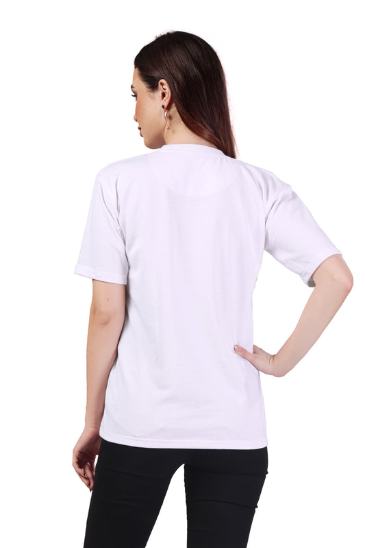 UNISEX T-SHIRT HALF SLEEVE WHITE OVER SIZE