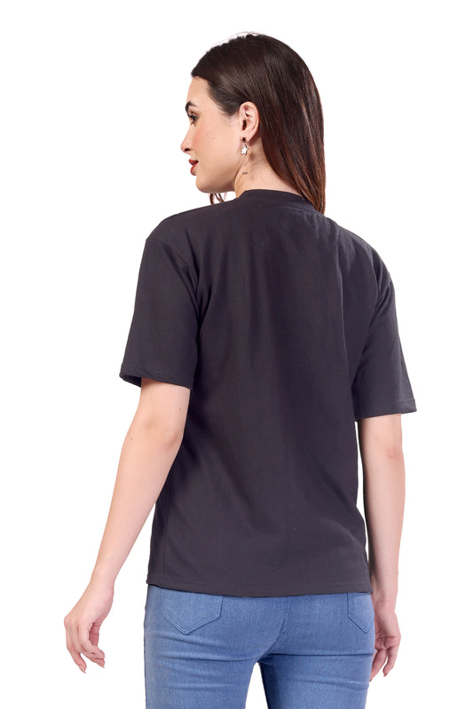 UNISEX T-SHIRT HALF SLEEVE BLACK OVER SIZE