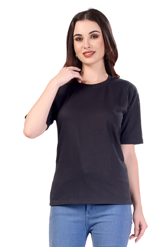 UNISEX T-SHIRT HALF SLEEVE BLACK OVER SIZE