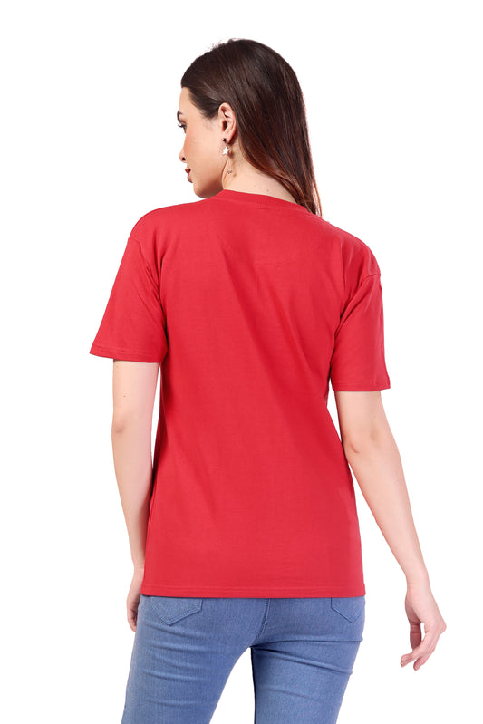 UNISEX T-SHIRT HALF SLEEVE RED OVER SIZE