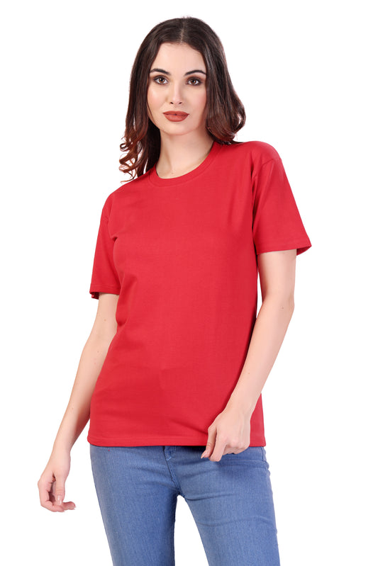 UNISEX T-SHIRT HALF SLEEVE RED OVER SIZE