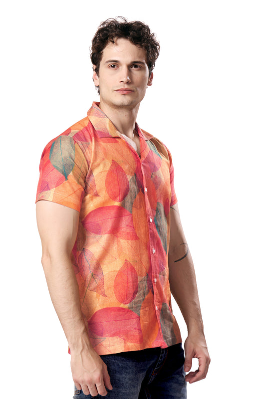 UNISEX SHIRT HALF SLEEVE HAWAII CUBAN COLLAR