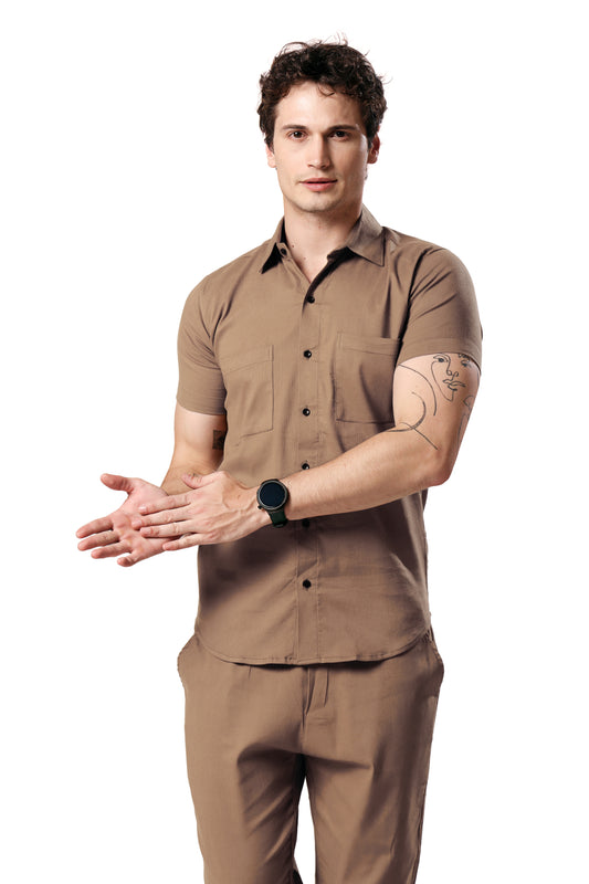 UNISEX LOUNGEWARE HALF SLEEVE BROWN CODROYE