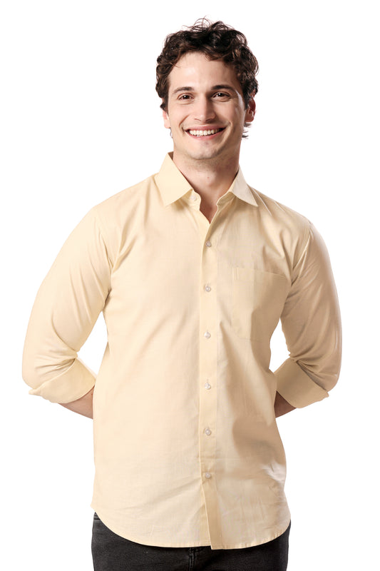 MAN SHIRT FULL SLEEVE YELLOW REGULAR