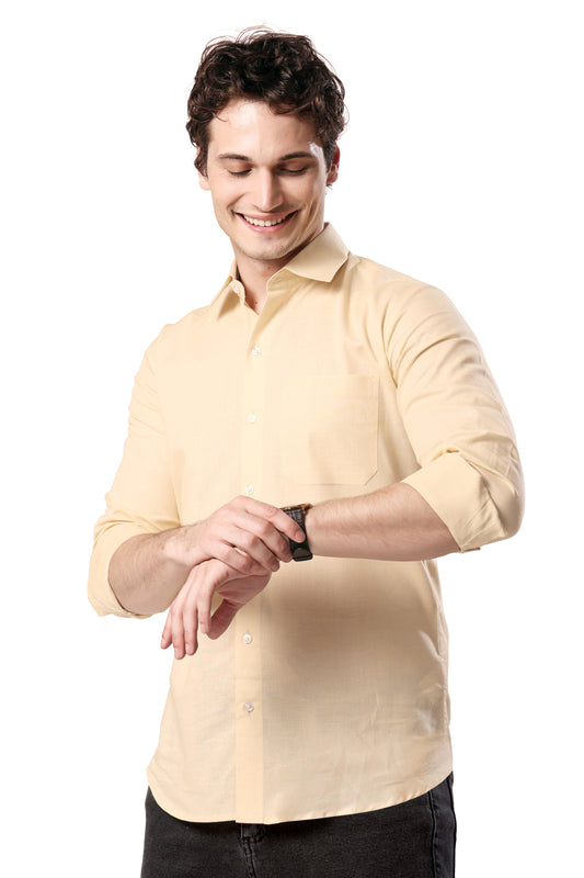 MAN SHIRT FULL SLEEVE YELLOW REGULAR